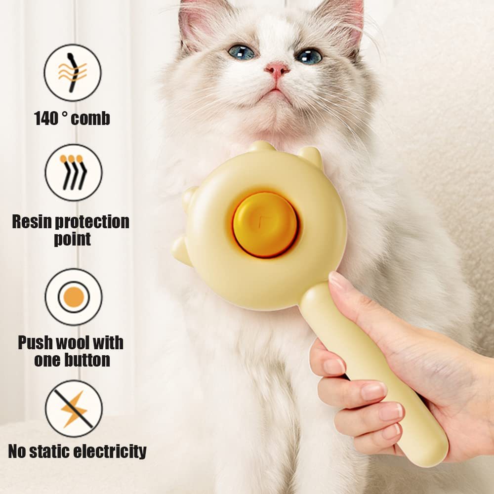 Pet Hair Cleaner Brush Grooming Brush With Release Button Pet Hair