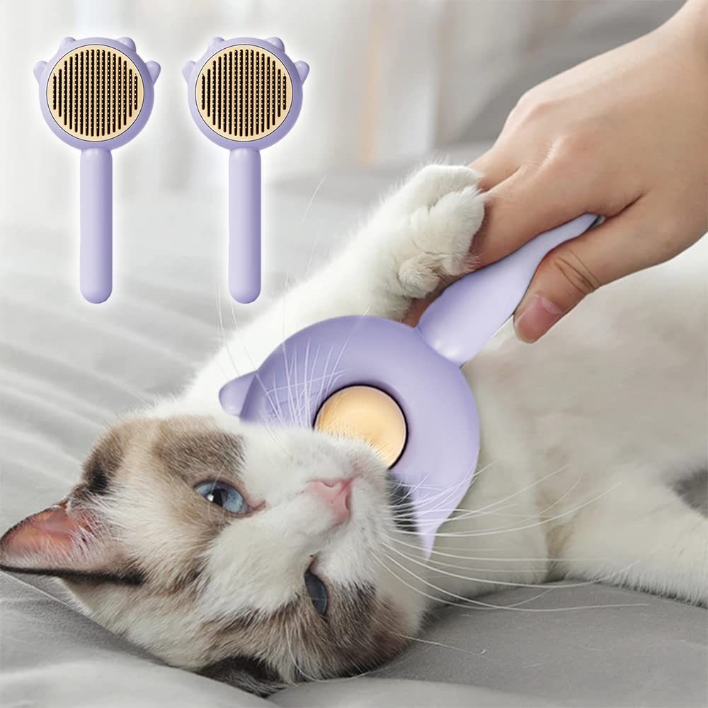 Pet Hair Cleaner Brush Grooming Brush With Release Button Pet Hair