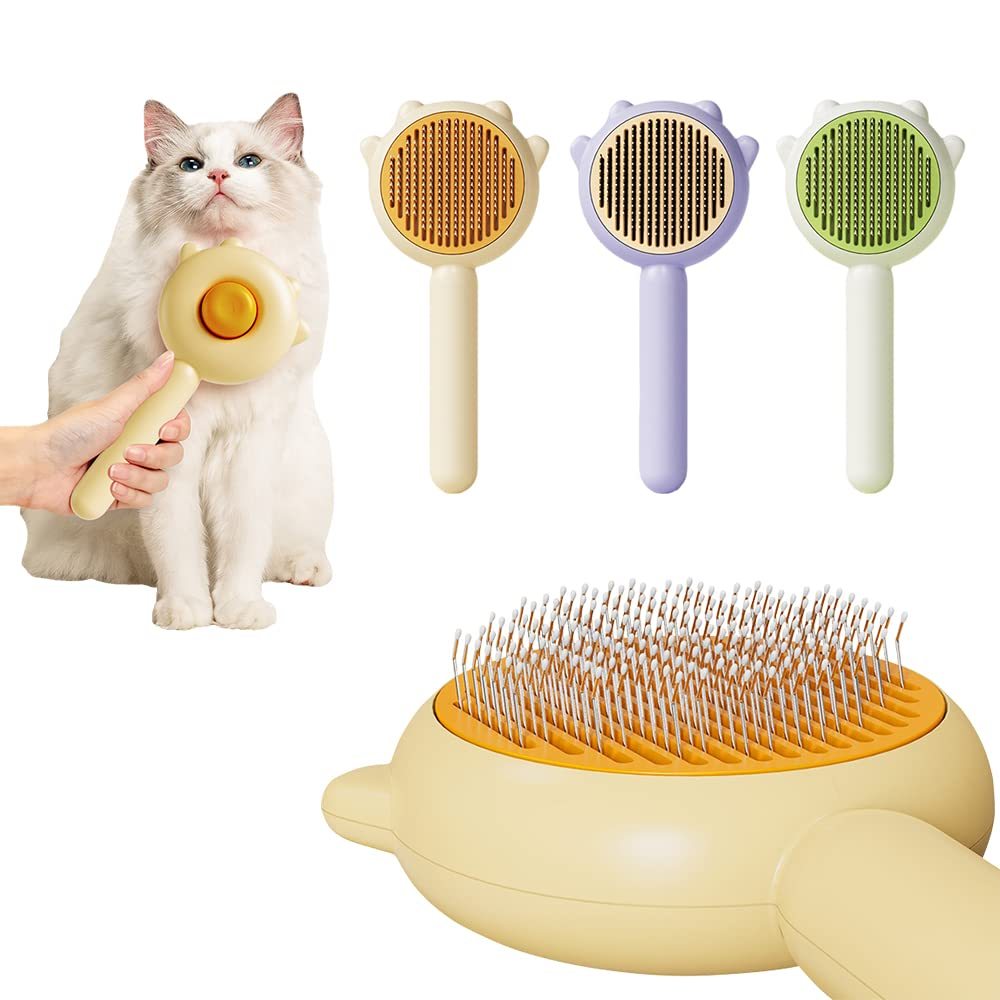 Pet Hair Cleaner Brush Grooming Brush With Release Button Pet Hair