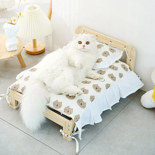 Solid Wood Cat Bed And Washable For All Seasons