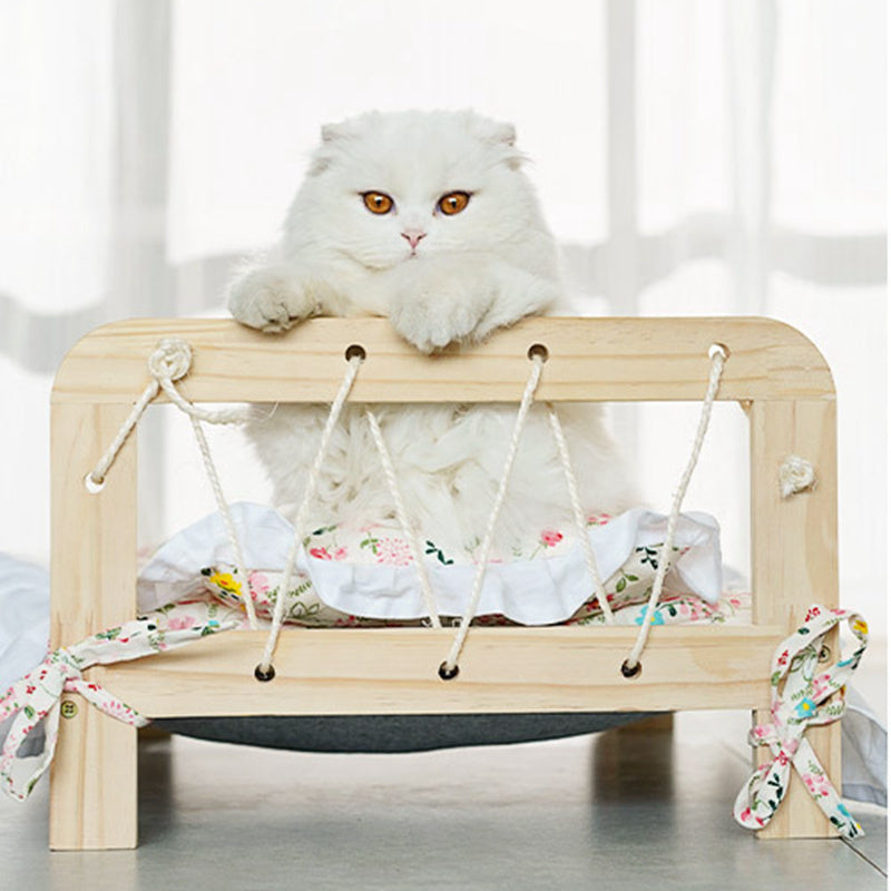 Solid Wood Cat Bed And Washable For All Seasons